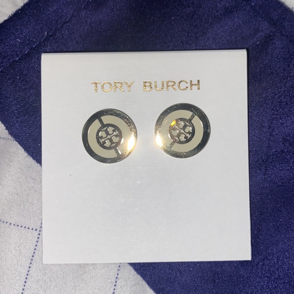 White/Gold Tory Burch earrings - Picture 3 of 4